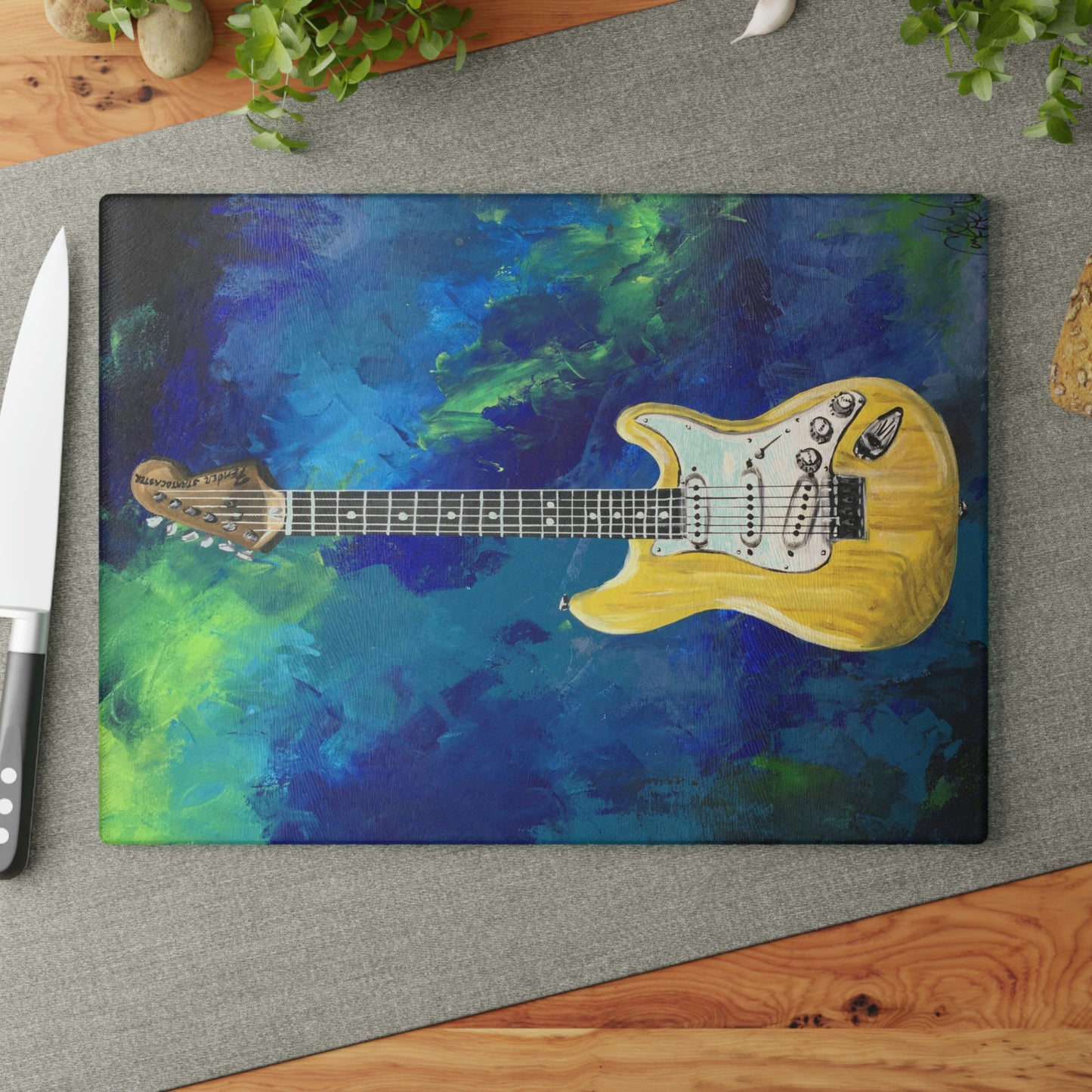 Glass Cutting Board - Warp Guitar Candice Griffy Original