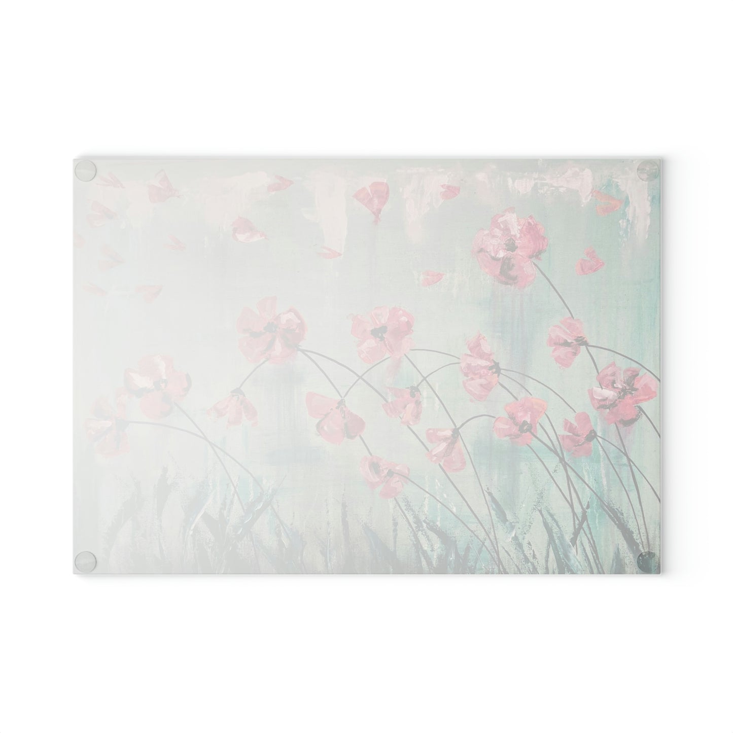 Glass Cutting Board - Pink Flowers Candice Griffy Original