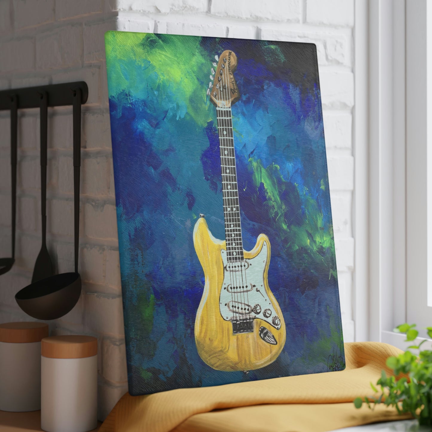 Glass Cutting Board - Warp Guitar Candice Griffy Original
