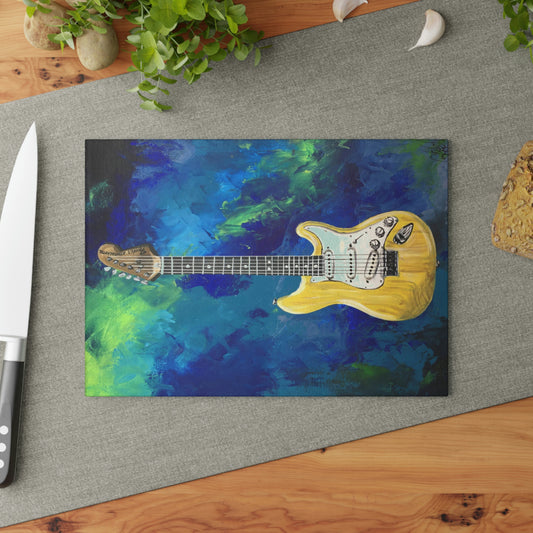 Glass Cutting Board - Warp Guitar Candice Griffy Original