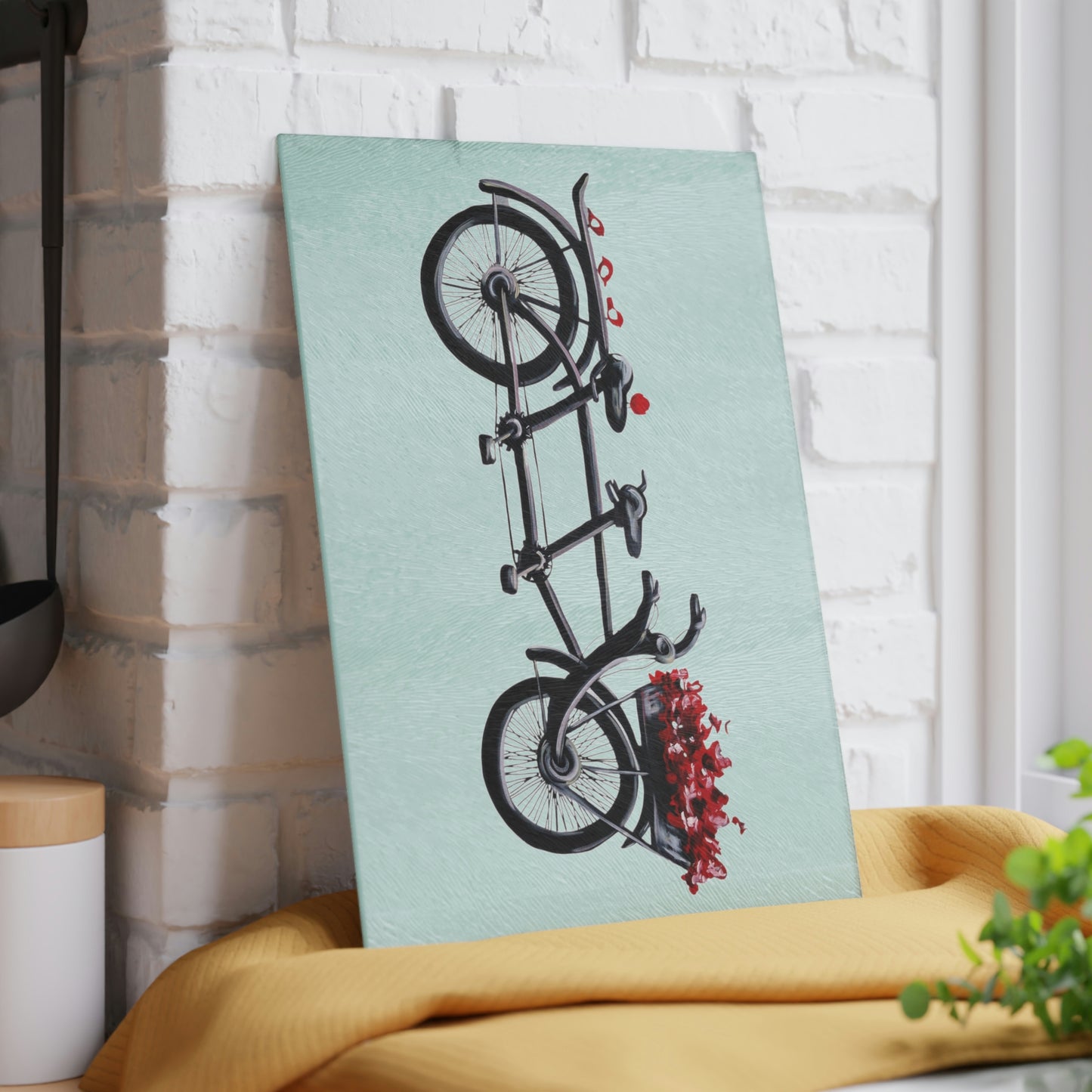 Glass Cutting Board - Tandem Bicycle Blank Candice Griffy Original