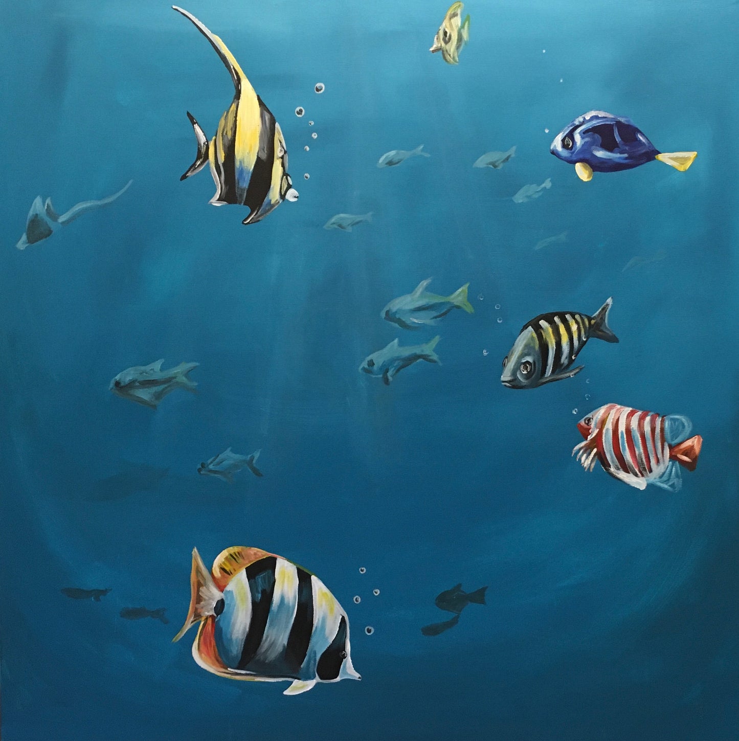 FREE SHIPPING - 3 PIECE AQUARIUM UNDER THE SEA PAINTING