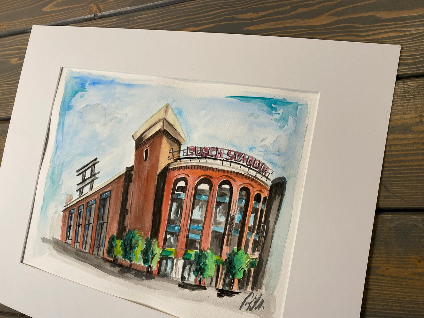 FREE SHIPPING Print from Hand Painted Watercolor 11x14 Unframed St. Louis Cardinals Busch Stadium