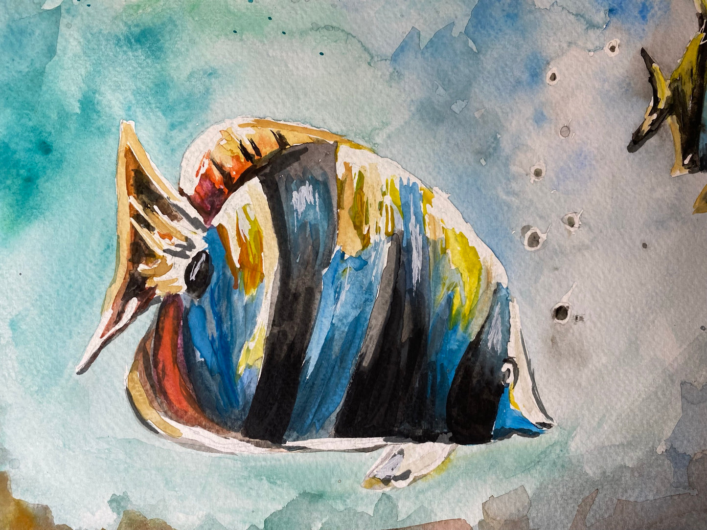 FREE SHIPPING Print from Hand Painted Watercolor 11x14 Unframed Tropical Fish