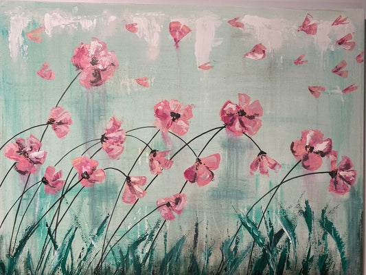 FREE SHIPPING - Large Popular Modern Red Poppies