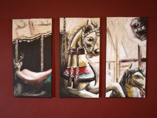 MADE to ORDER - LARGE 3 panel Carousel painting