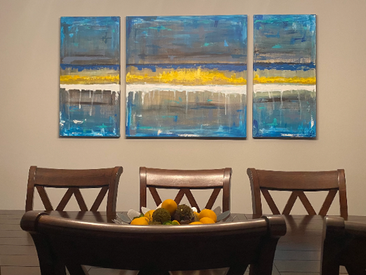 Oversized Modern 3 Piece Original Painting Made to Order Ships Free Gift For Her Home Gifts