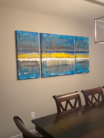 Oversized Modern 3 Piece Original Painting Made to Order Ships Free Gift For Her Home Gifts