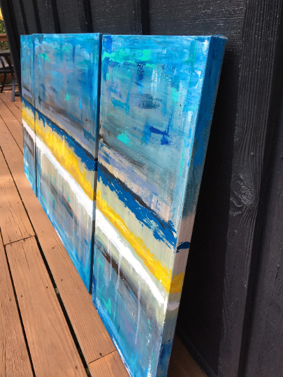Oversized Modern 3 Piece Original Painting Made to Order Ships Free Gift For Her Home Gifts