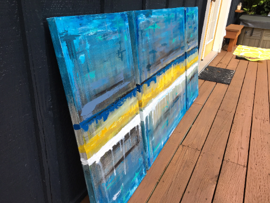 Oversized Modern 3 Piece Original Painting Made to Order Ships Free Gift For Her Home Gifts