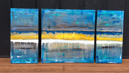 Oversized Modern 3 Piece Original Painting Made to Order Ships Free Gift For Her Home Gifts