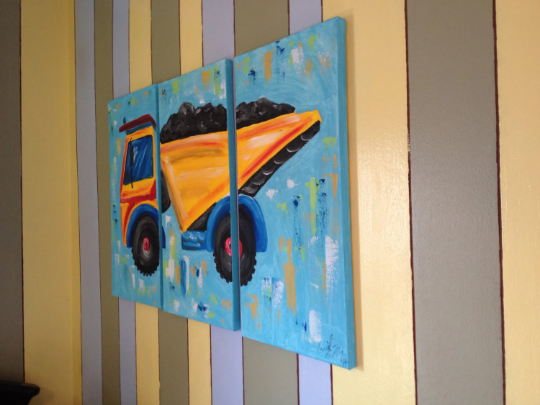 FREE SHIPPING Large Made To Order 3 piece Dump Truck Children's Painting