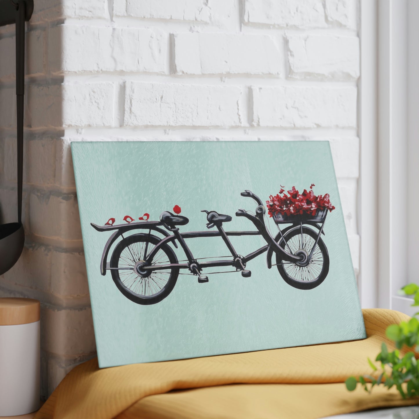 Glass Cutting Board - Tandem Bicycle Blank Candice Griffy Original