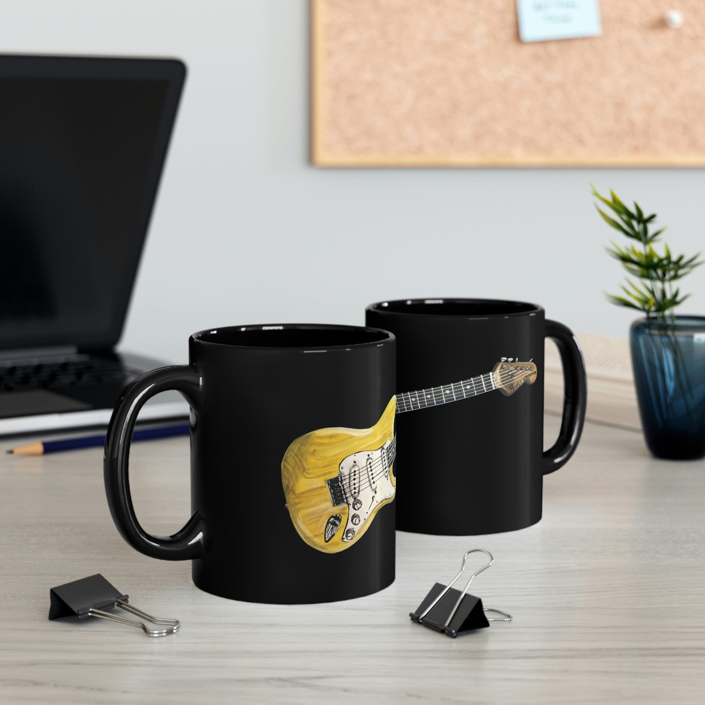 11oz Black Mug Guitar Candice Griffy Designs Original