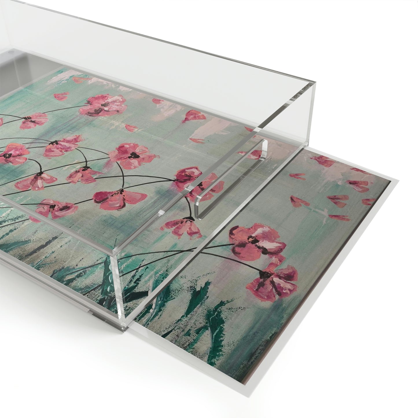 Acrylic Serving Tray - Pink Flowers Candice Griffy Original