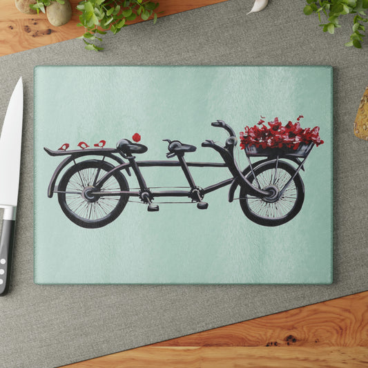 Glass Cutting Board - Tandem Bicycle Blank Candice Griffy Original