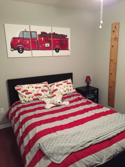 FREE SHIPPING - Personalized Large 3 piece Children's Nursery Fire Engine Painting