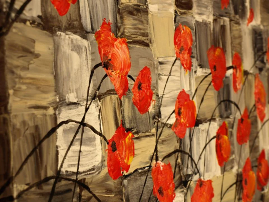 Free Shipping - LARGE Poppies painting