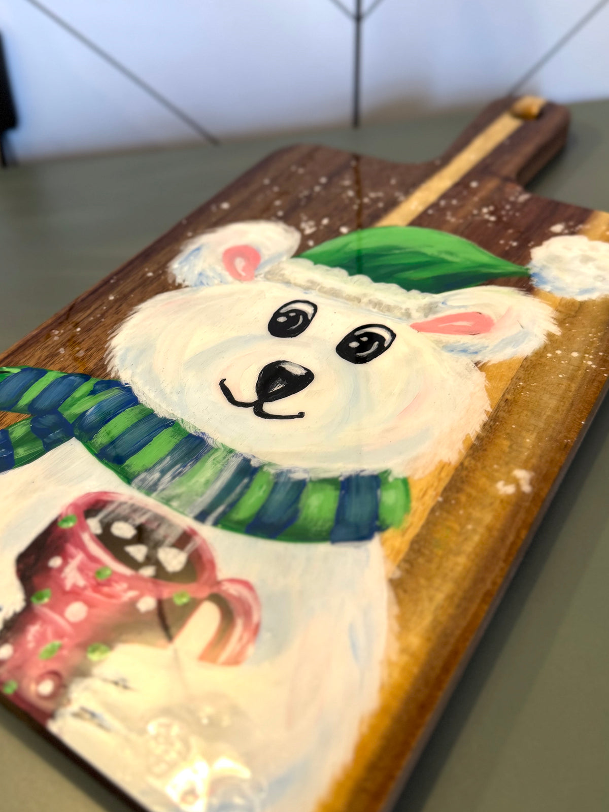 Polar Bear Cocoa Butcher Block Charcuterie Board