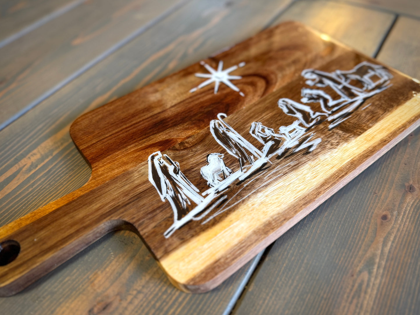 Christmas Nativity Scene Butcher Block Charcuterie Board