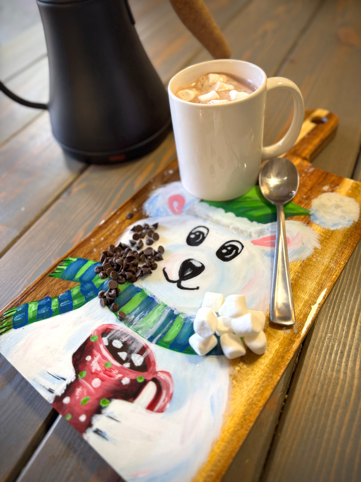 Polar Bear Cocoa Butcher Block Charcuterie Board
