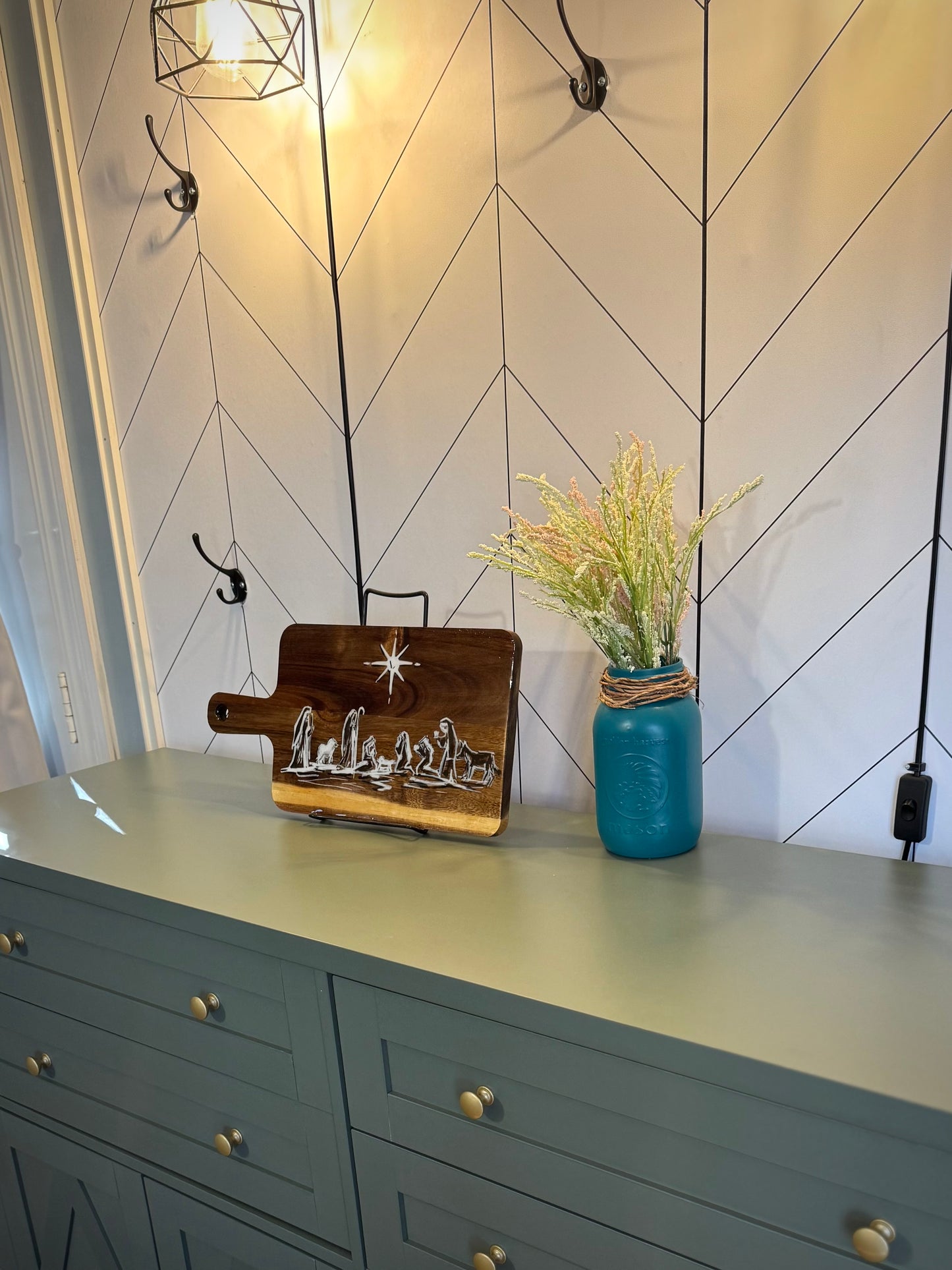 Christmas Nativity Scene Butcher Block Charcuterie Board