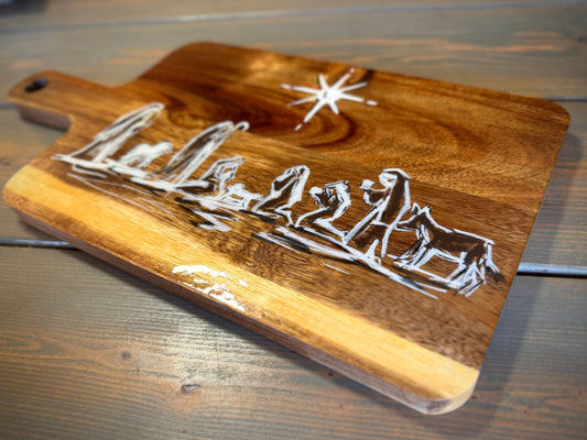 Christmas Nativity Scene Butcher Block Charcuterie Board