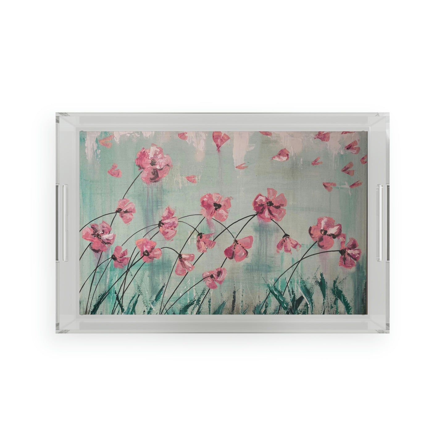 Acrylic Serving Tray - Pink Flowers Candice Griffy Original