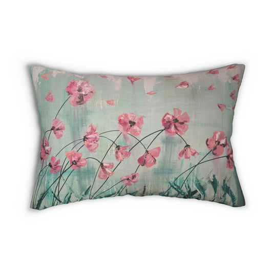 Spun Polyester Lumbar Pillow - Pink Flowers Candice Griffy Original