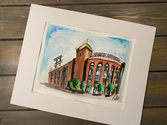 FREE SHIPPING Print from Hand Painted Watercolor 11x14 Unframed St. Louis Cardinals Busch Stadium