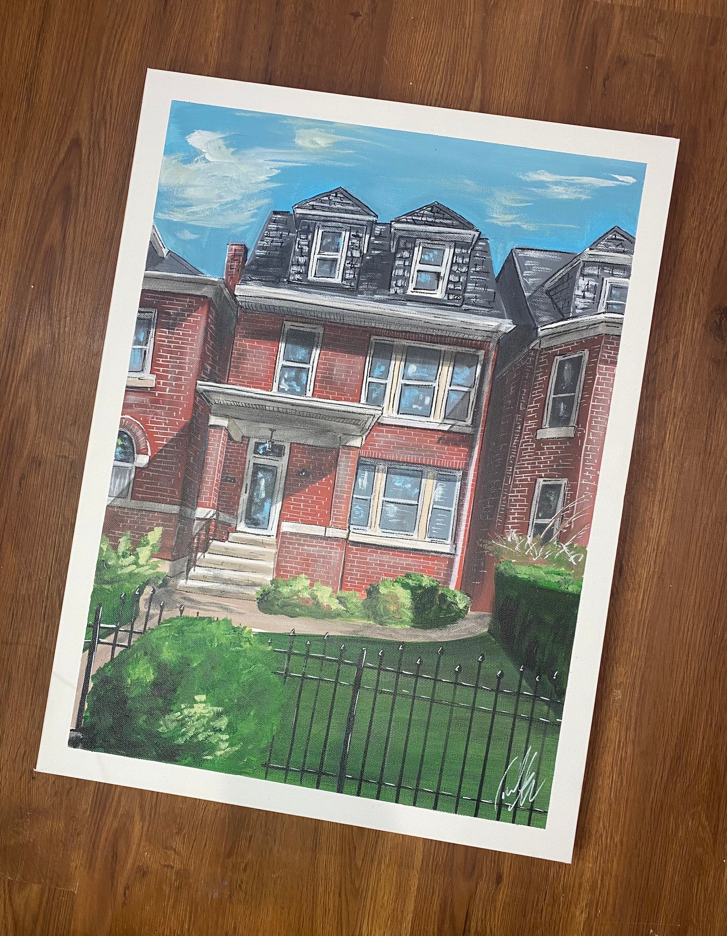 FREE SHIPPING - Hand Painted House Portrait on Gallery Canvas