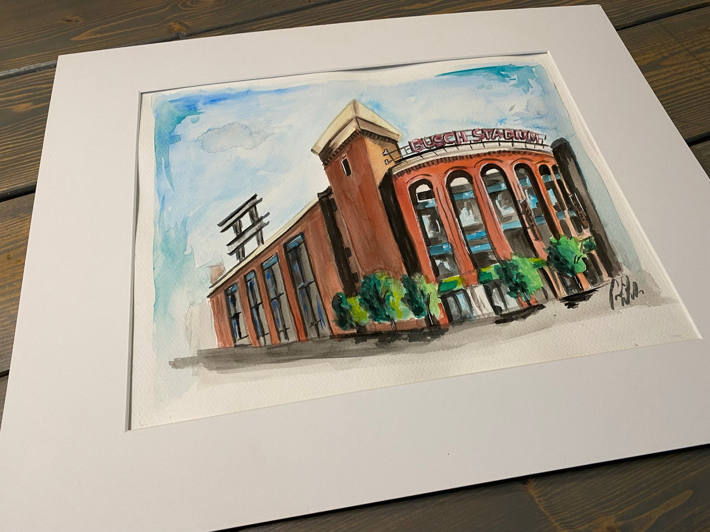 FREE SHIPPING Print from Hand Painted Watercolor 11x14 Unframed St. Louis Cardinals Busch Stadium