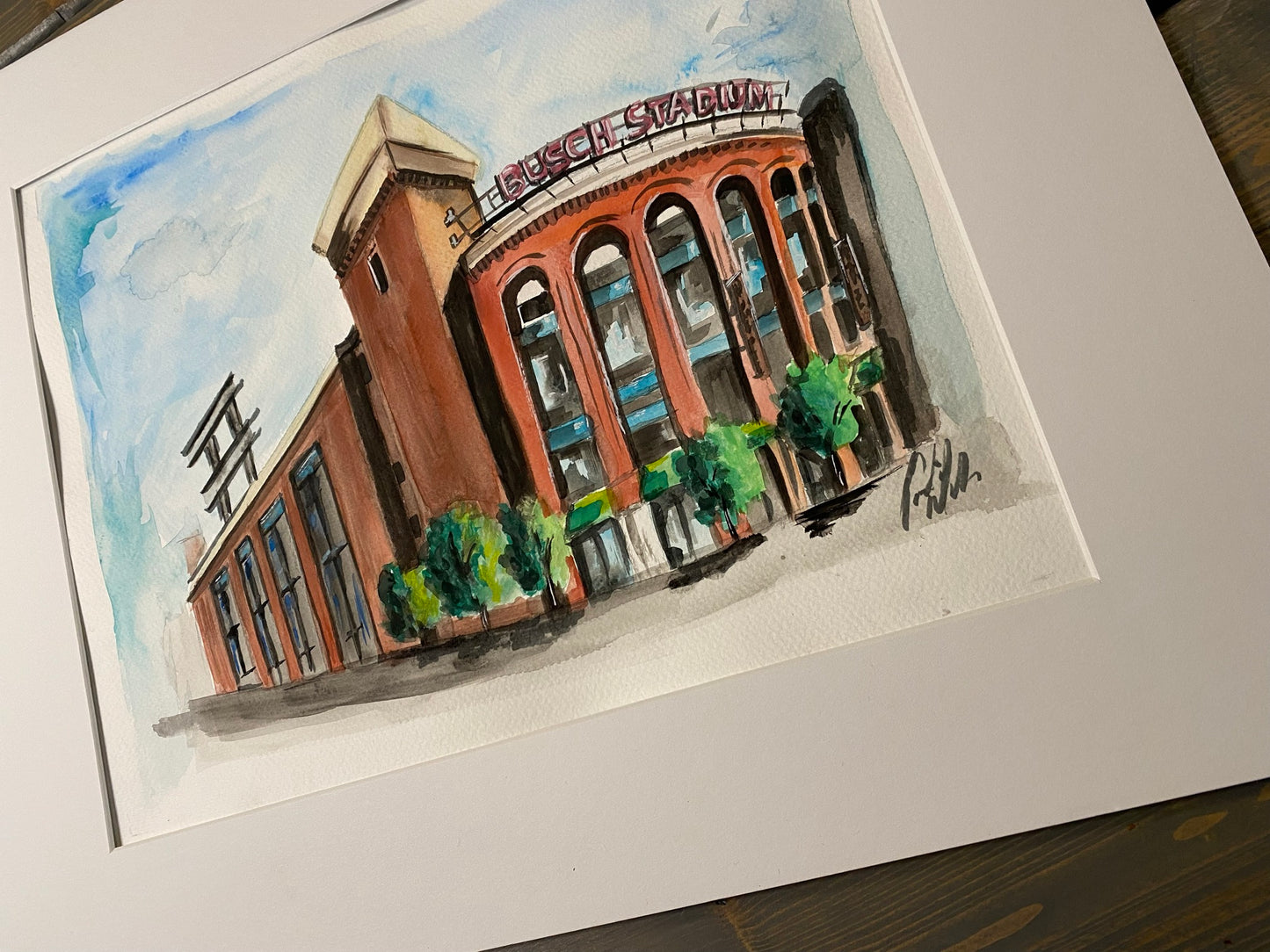 FREE SHIPPING Print from Hand Painted Watercolor 11x14 Unframed St. Louis Cardinals Busch Stadium