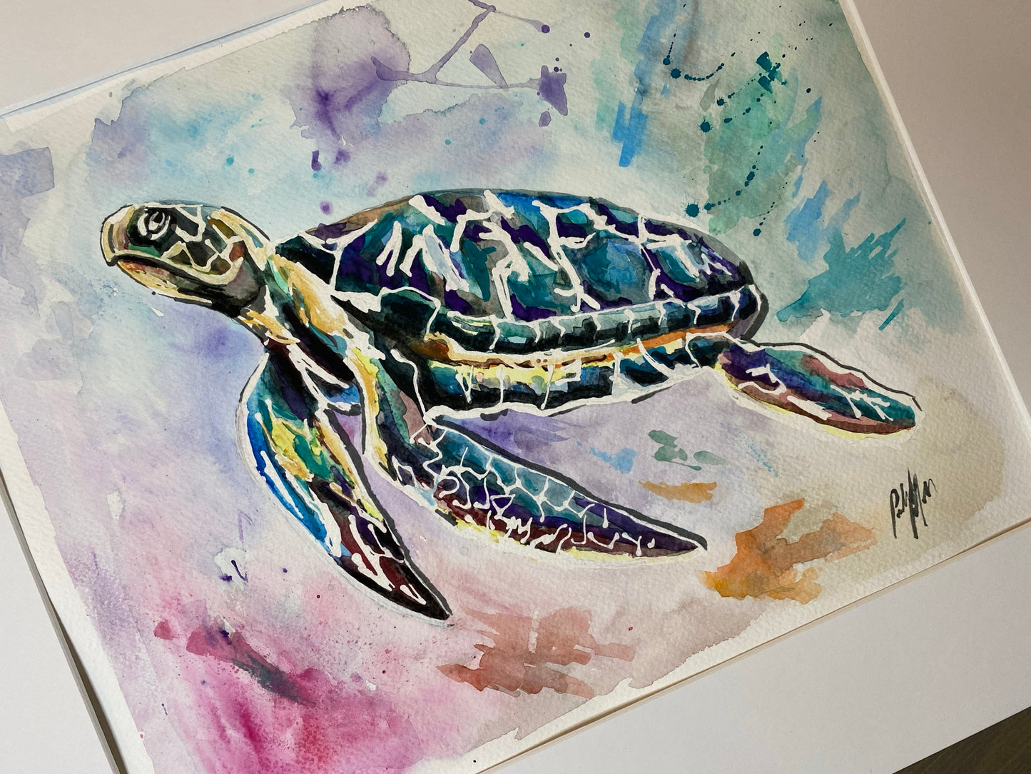 FREE SHIPPING Print from Hand Painted Watercolor 11x14 Unframed Sea Turtle