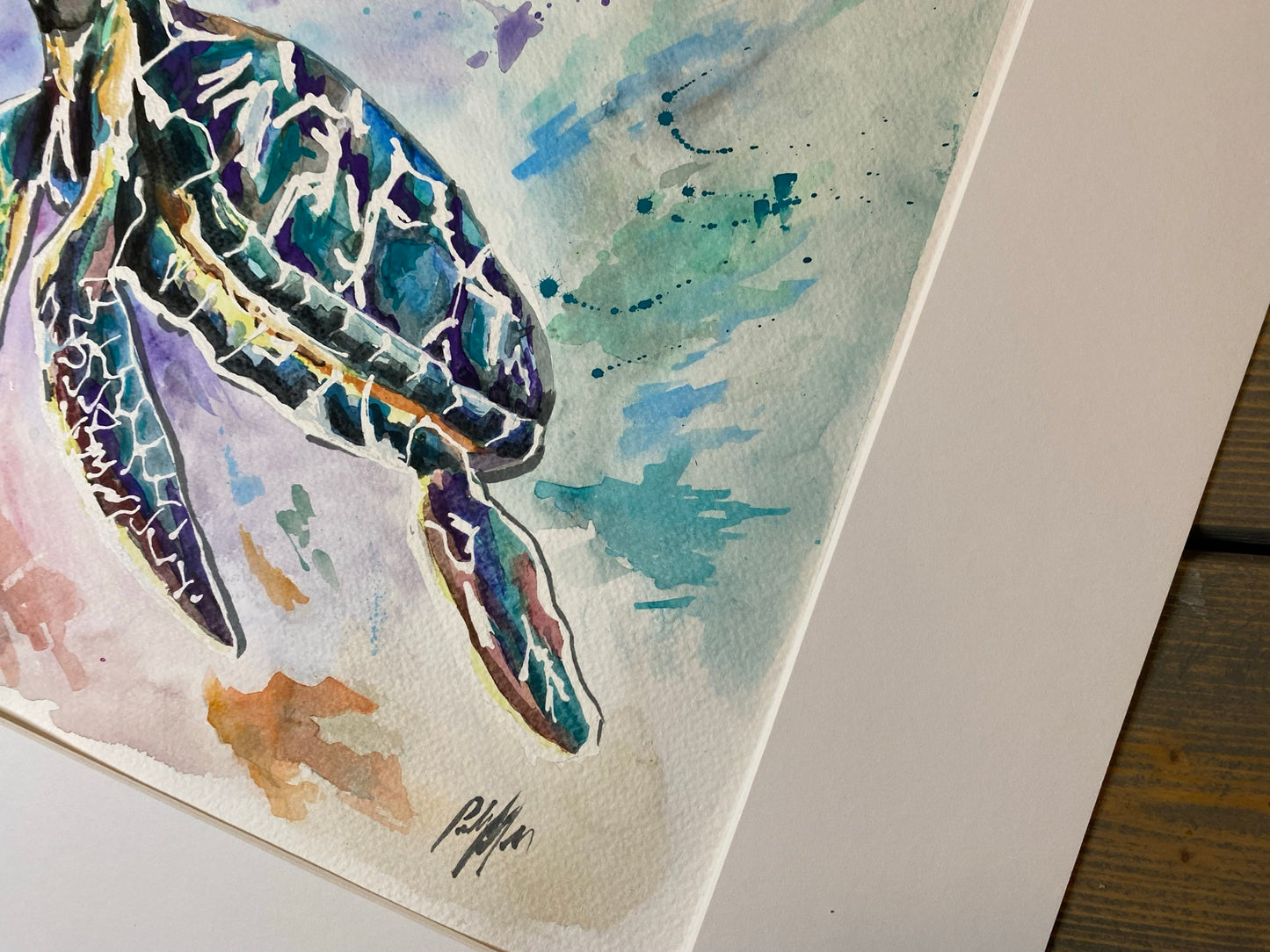 FREE SHIPPING Print from Hand Painted Watercolor 11x14 Unframed Sea Turtle