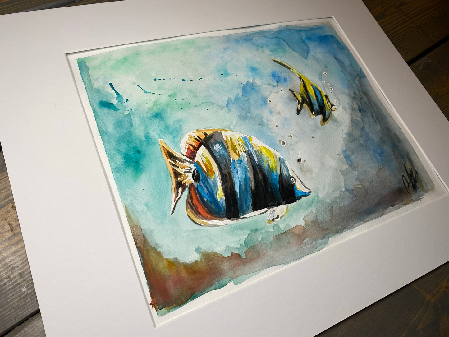 FREE SHIPPING Print from Hand Painted Watercolor 11x14 Unframed Tropical Fish