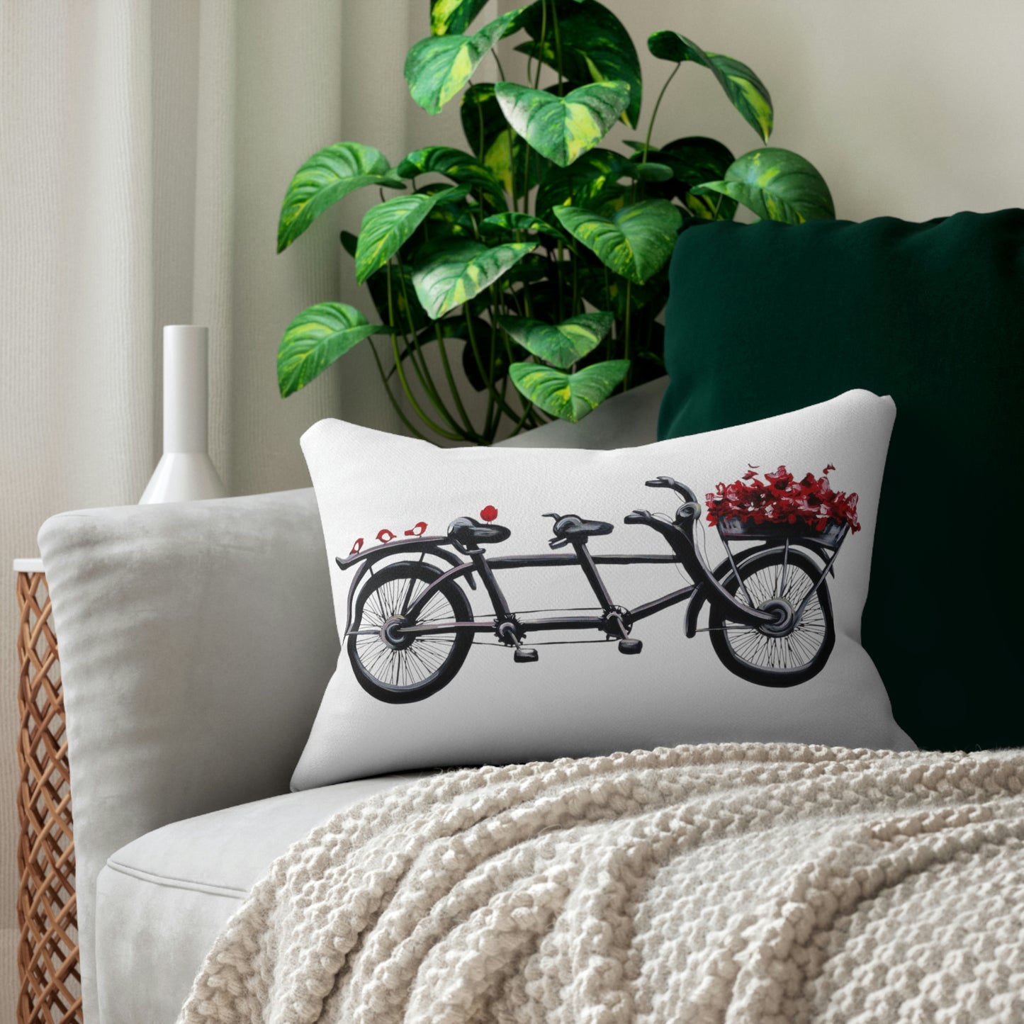 Spun Polyester Lumbar Pillow Tandem Bicycle Candice Griffy Designs original
