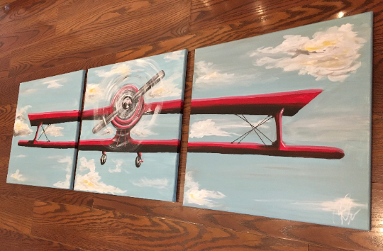 3 Piece Airplane Painting