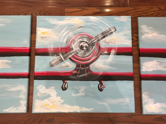 3 Piece Airplane Painting Up Close