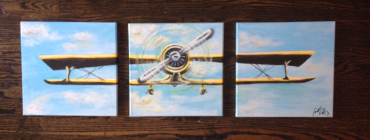 3 Piece Airplane Painting Up Close