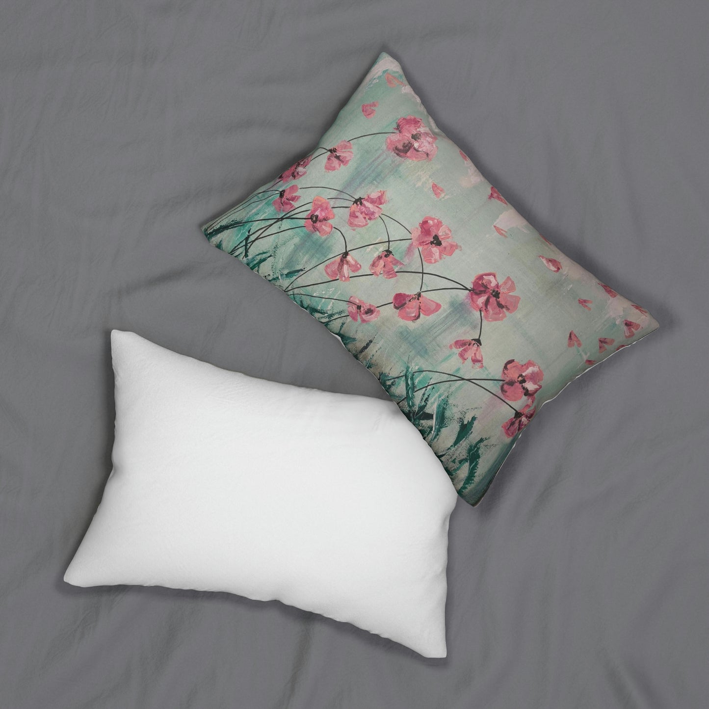 Spun Polyester Lumbar Pillow - Pink Flowers Candice Griffy Original