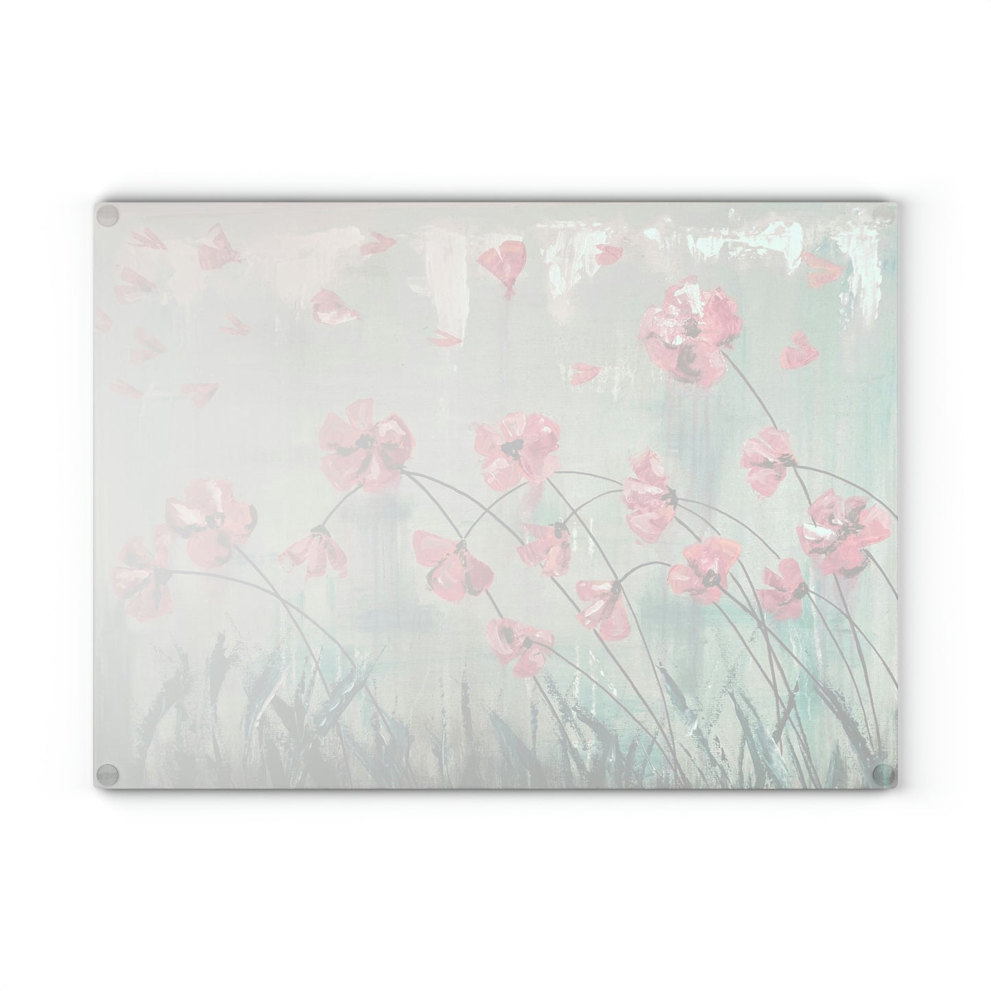 Glass Cutting Board - Pink Flowers Candice Griffy Original