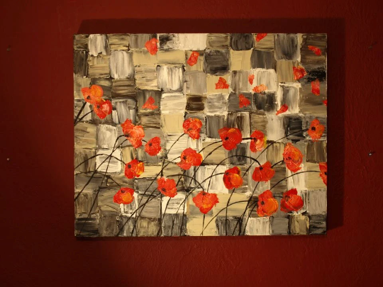 Free Shipping - LARGE Poppies painting